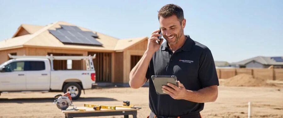 Contractor on a call during the workday